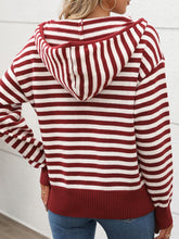 Perfee Striped Long Sleeve Hooded Sweater OutfitFlow
